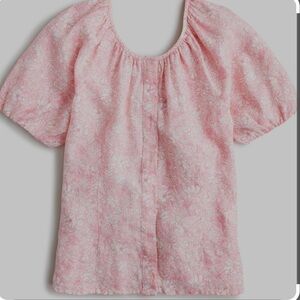 JCrew pink floral linen top